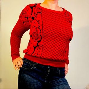 Vintage Red Rosette Sweater